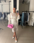 Gonna Longuette in pizzo White