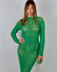 Long dress luxury diamond green