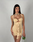 Mini dress cut out beige