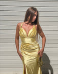 Dress elegant in raso giallo