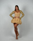 Mini dress balloon con copri spalle oro