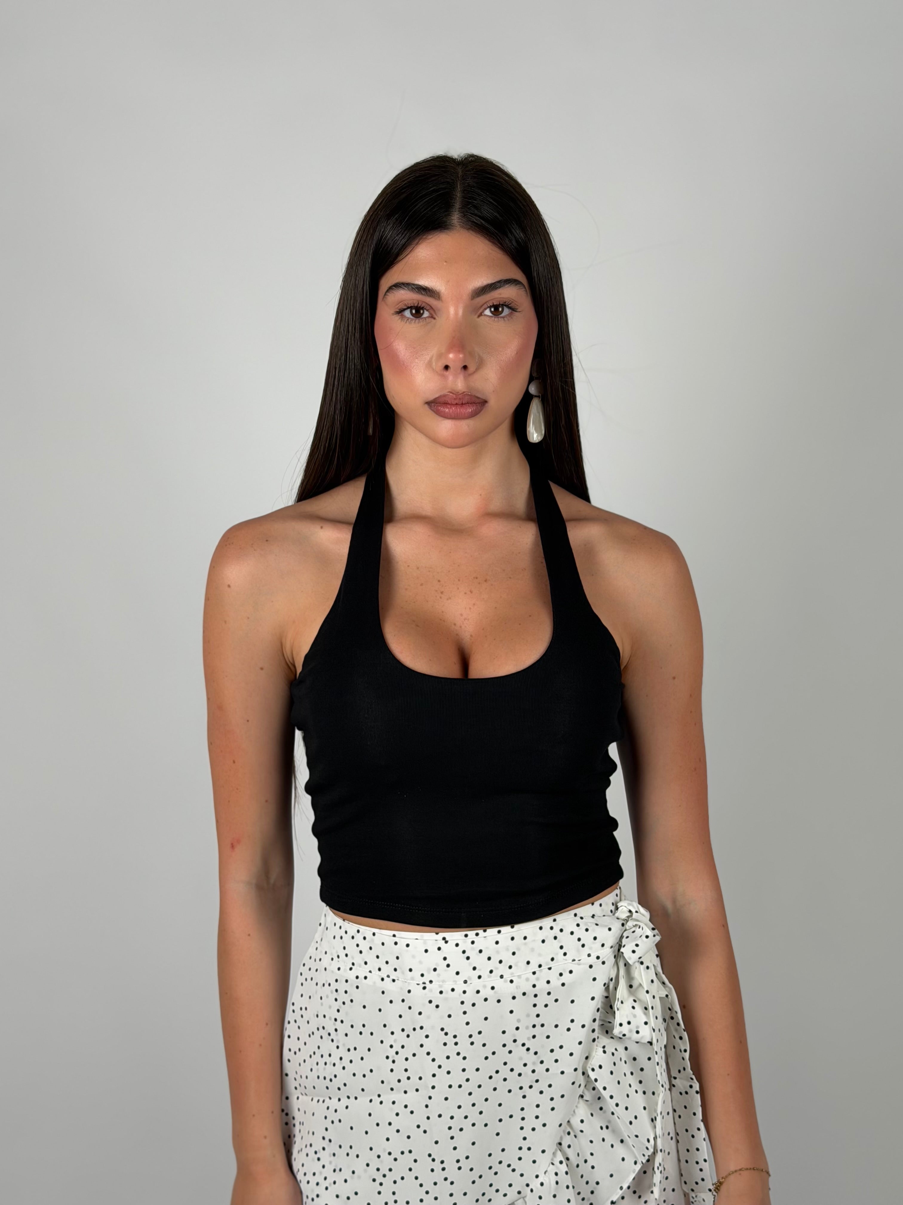 Top basic scollo America nero