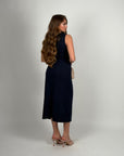 Abito Flora giro manica blu navy