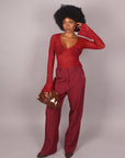 Maglia in pizzo bordeaux