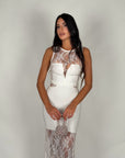 Abito bandage e pizzo bianco