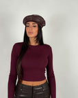 Maglia simply crop bordeaux