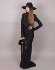 Dress in lycra nero scollato dietro