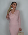 Dress Allyson rosa con scollo drappeggiato