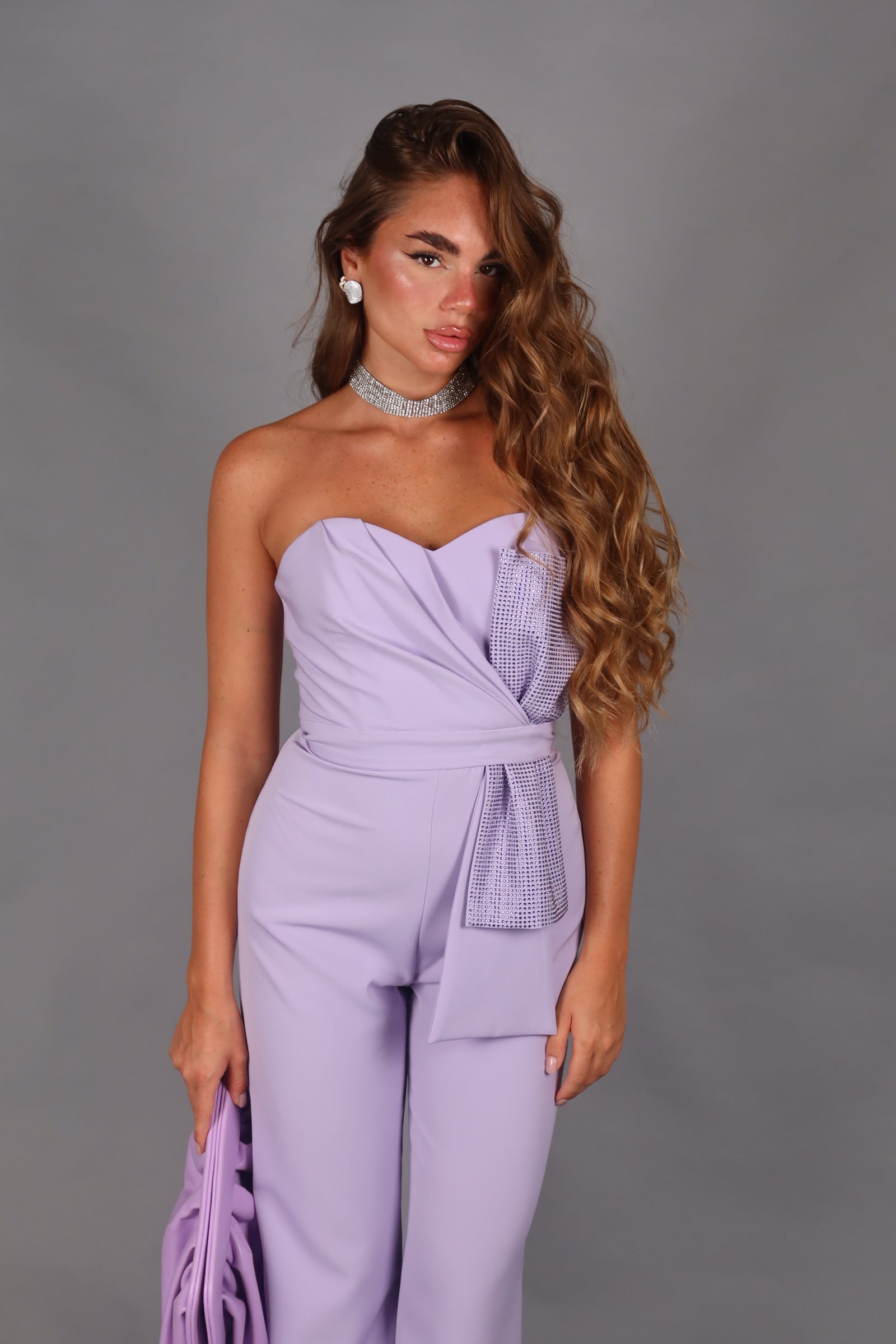 Jumpsuit candy strass lilla