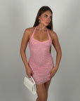Mini tubino con cristalli rosa