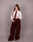 Pantalone in velluto bordeaux