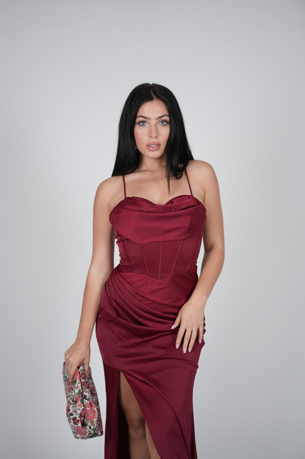 Dress drappeggio bordeaux