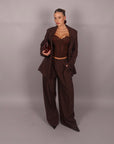 Tailleur doppiopetto gessato Brown avvitato