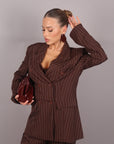 Tailleur doppiopetto gessato Brown avvitato
