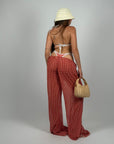 Set 3 pezzi costume e pantalone quadri red