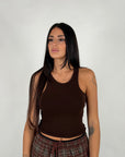Canotta crop basic marrone