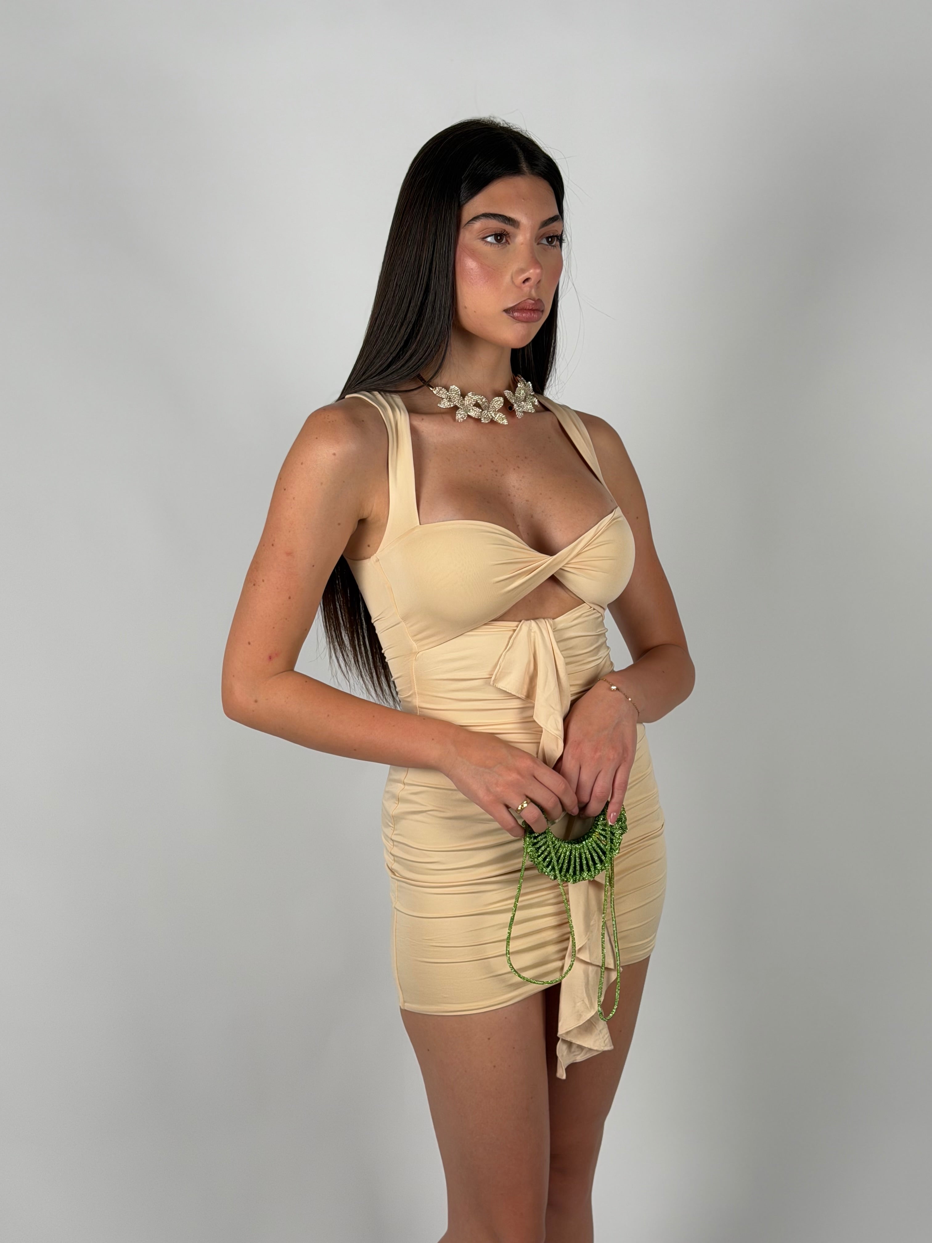 Mini dress cut out beige