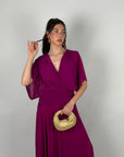 Dress in chiffon curvy magenta