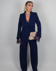 Blazer Serena con inserti in pizzo blu navy