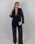 Blazer in pizzo blu