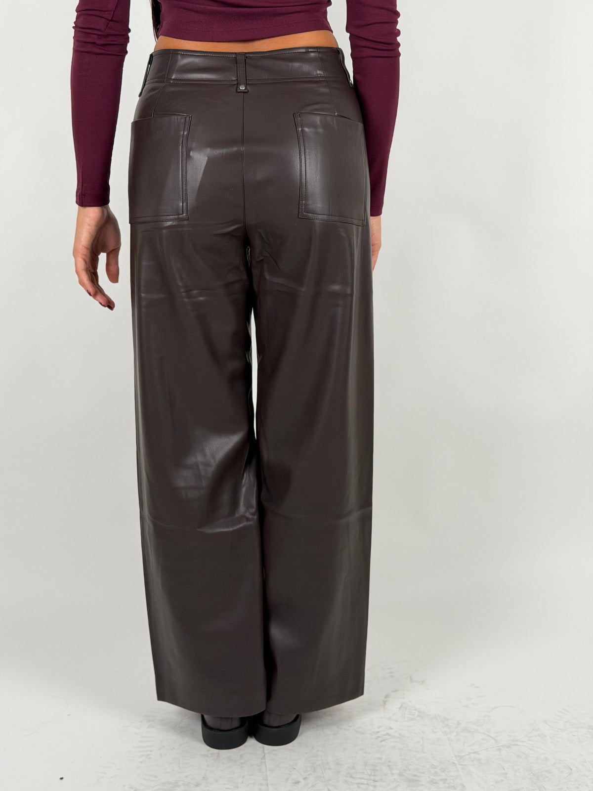 Pantalone in pelle brown