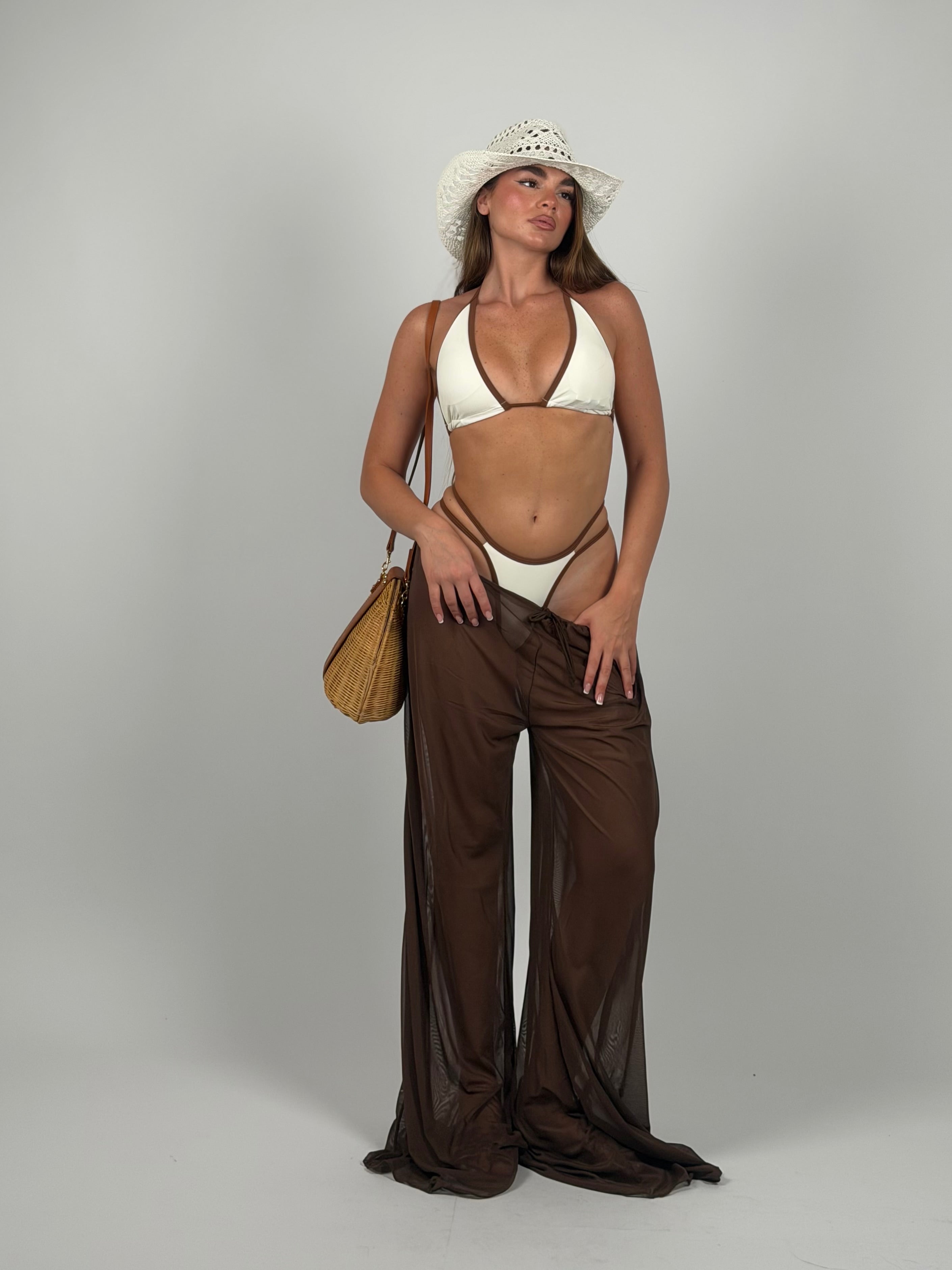 Set 3 pezzi costume e pantalone Brown
