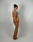 Long dress luxury Nude/argento