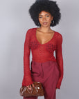 Maglia in pizzo bordeaux