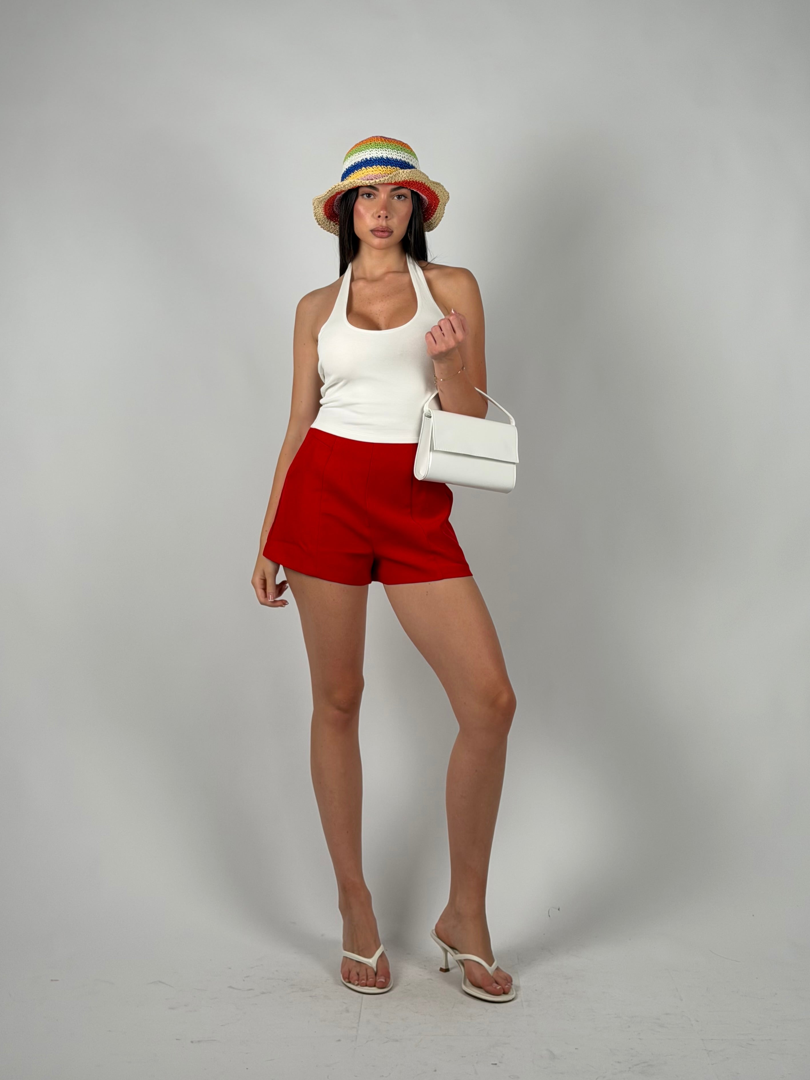 Top basic scollo America bianco